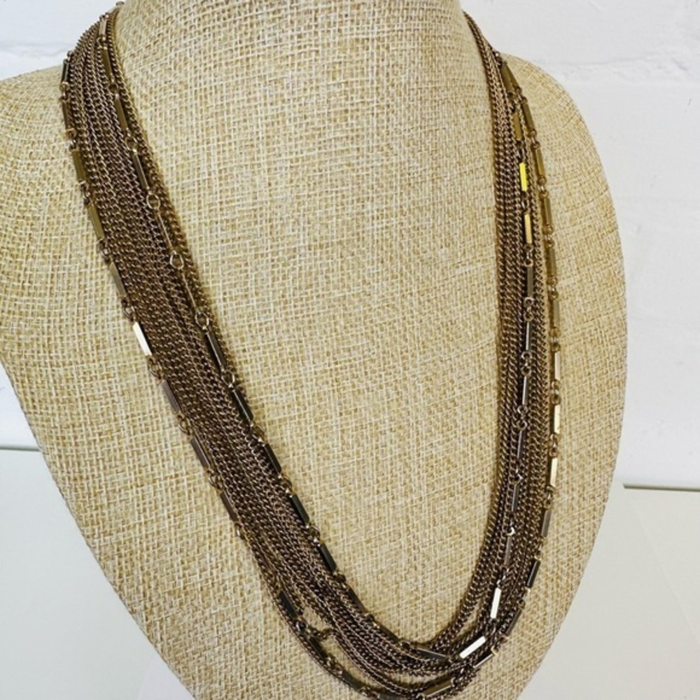 11 Strand Collar Necklace Gold‎ Tone Approx 22”